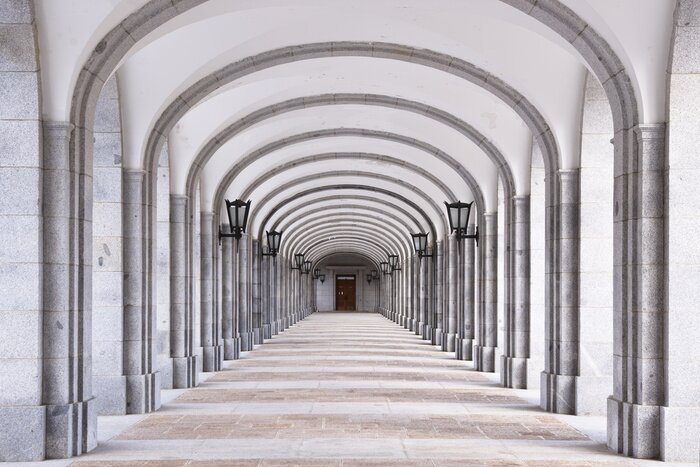 Papier peint  Colonnes symétriques grises 3D