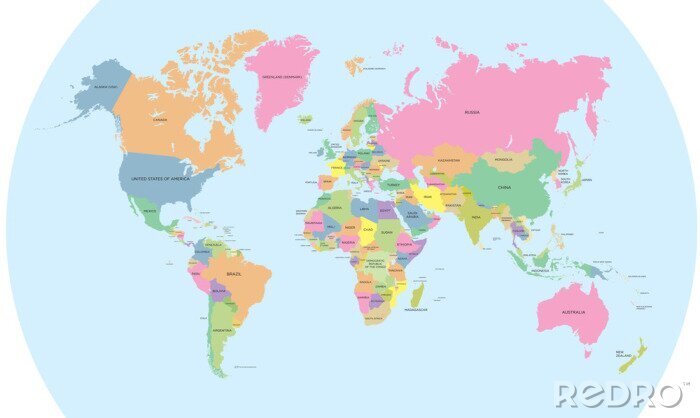 Papier peint  Coloré carte politique du vecteur monde