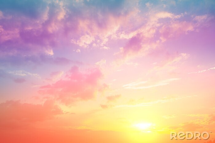 Papier peint  Colorful cloudy sky at sunset. Gradient color. Sky texture, abstract nature background