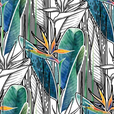 Papier peint  Combined strelitzia pattern