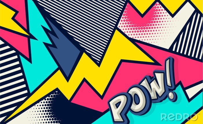 Papier peint  Comic. Pow! Pop art funny comic speech word. Fashionable poster and banner. Social Media Connecting Blog Communication Content. Trendy and fashion color retro vintage illustration background. 