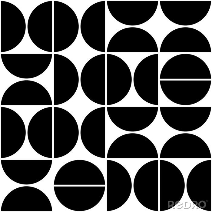 Papier peint  Composition à partir de demi-cercles noirs