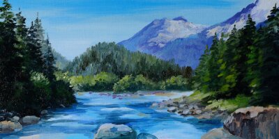 Papier peint  Composition abstraite d'une rivière de montagne