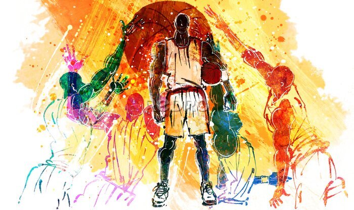 Papier peint  Composition abstraite d’un match de basketball