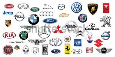 Papier peint  Composition avec des logos de marques automobiles