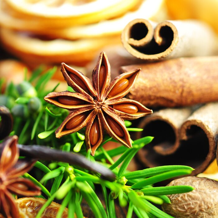 Papier peint  Composition d'herbes aromatiques et d'épices