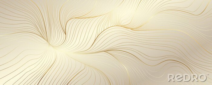 Papier peint  Composition de lignes dorées sur fond beige