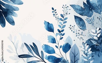 Papier peint  Composition de plantes bleues dans le jardin