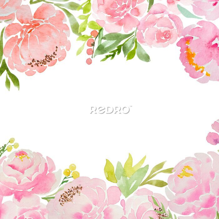 Papier peint  Composition délicate de fleurs roses