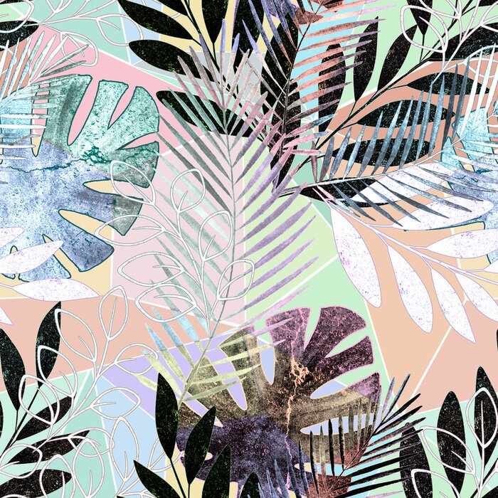 Papier peint  Composition florale abstraite dans les climats tropicaux