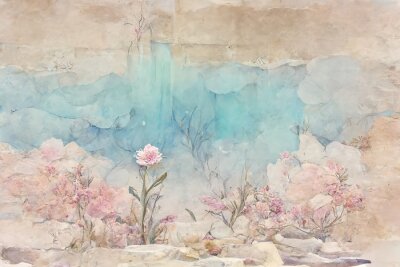 Papier peint  Composition futuriste avec une fleur
