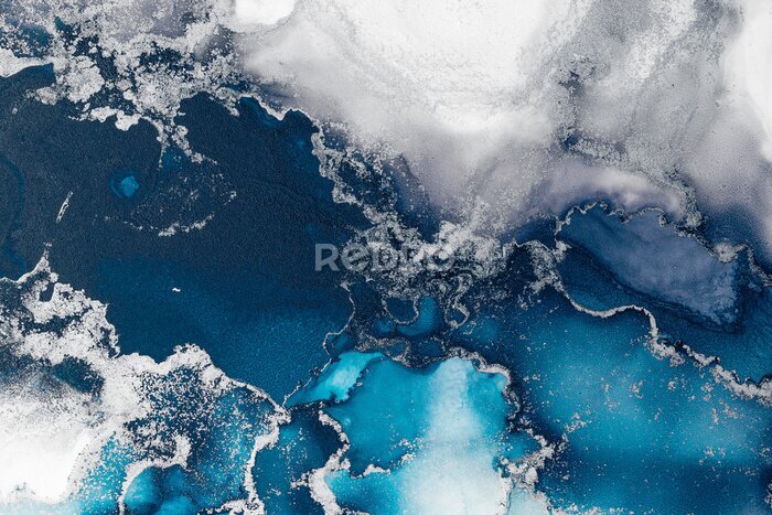 Papier peint  Composition moderne abstraite en marbre bleu