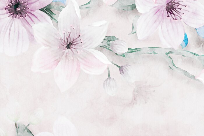 Papier peint  Composition printanière avec des fleurs romantiques