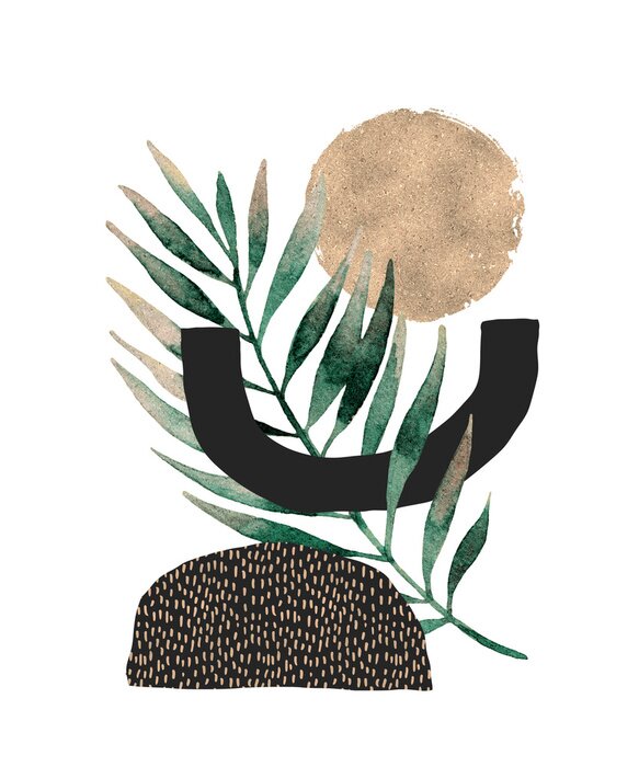 Papier peint  Composition scandinave avec une feuille