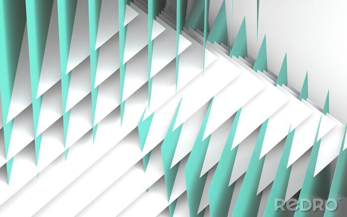 Papier peint  Conception 3d abstraite avec des éléments blancs et turquoises