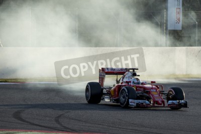 Papier peint  Conducteur Sebastian Vettel. Ferrari. Journées d'essai de Formule 1 au Circuit de Catalunya. Montmelo, Espagne. 2 mars 2016