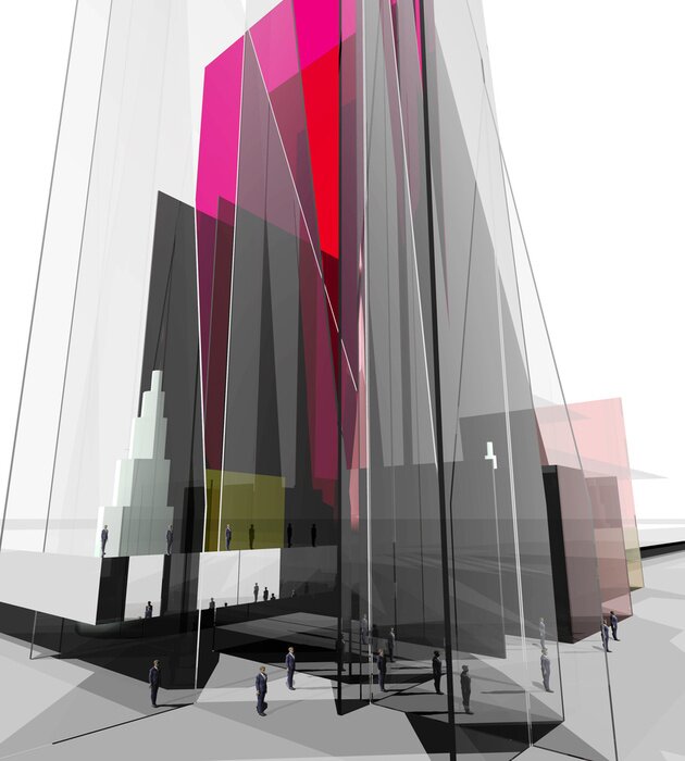 Papier peint  Construction de verre abstraite