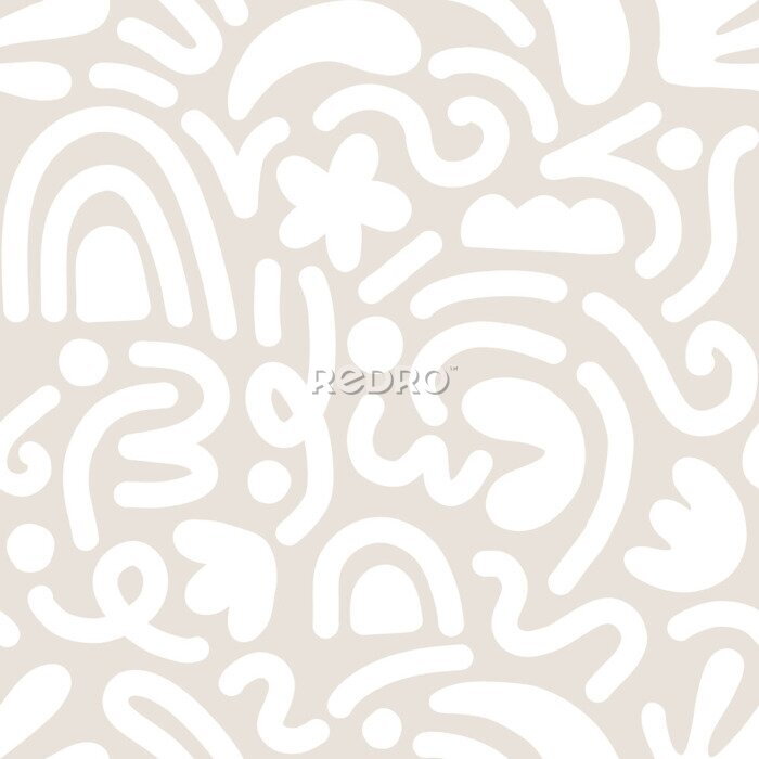 Papier peint  Contemporary art collage with abstract shapes. Vector seamless pattern with Scandinavian cut out elements.