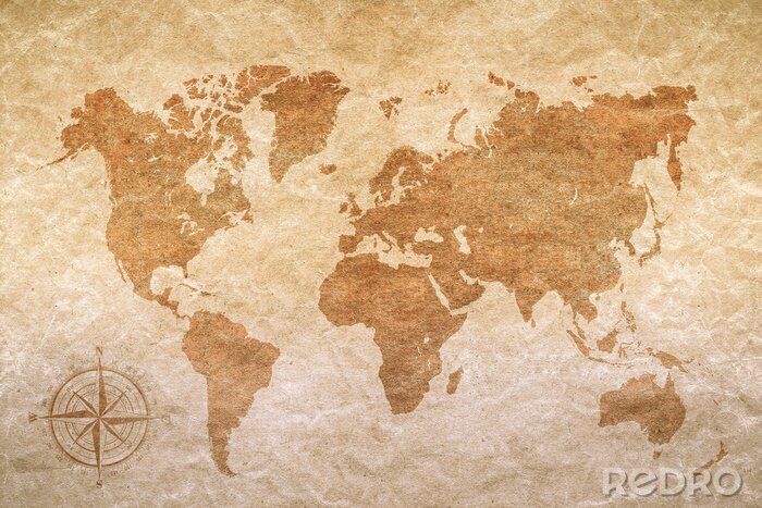 Papier peint  Continents sur une vieille carte