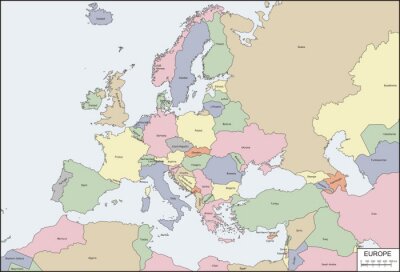 Papier peint  Contour carte de l'Europe