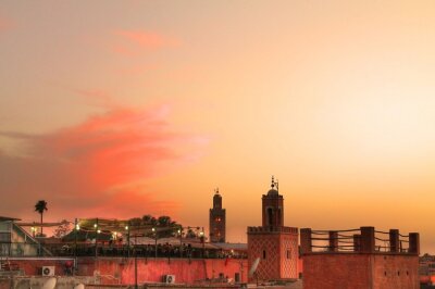 Papier peint  Coucher de soleil Afrique Marrakech