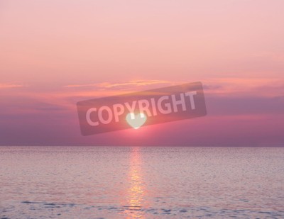 Papier peint  Coucher de soleil en forme de cœur