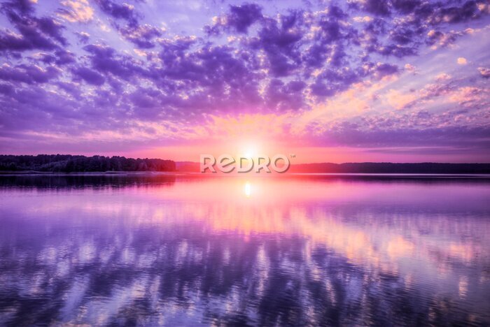 Papier peint  Coucher de soleil ensoleillé sur la mer