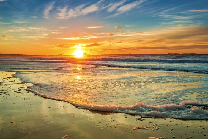 Papier peint  Coucher de soleil et bord de mer