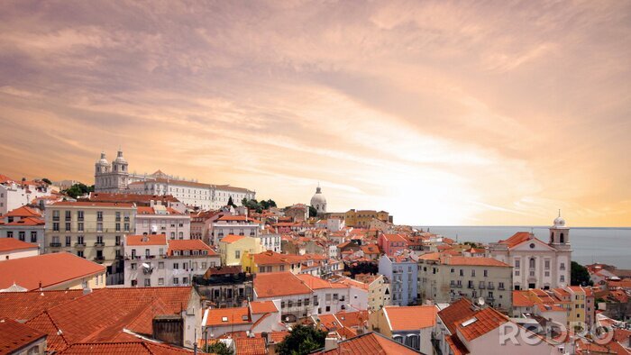 Papier peint  Coucher de soleil sur Lisbonne