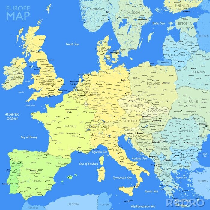 Papier peint  Couleur de la carte l'Europe