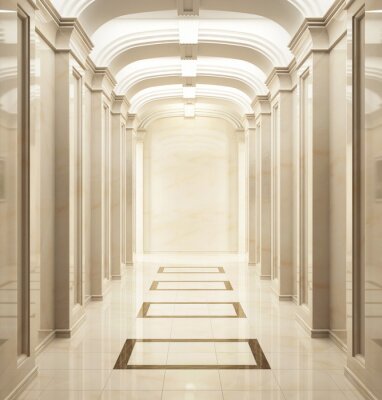 Papier peint  Couloir en marbre avec piliers