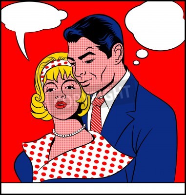 Papier peint  Couple amoureux style pop art