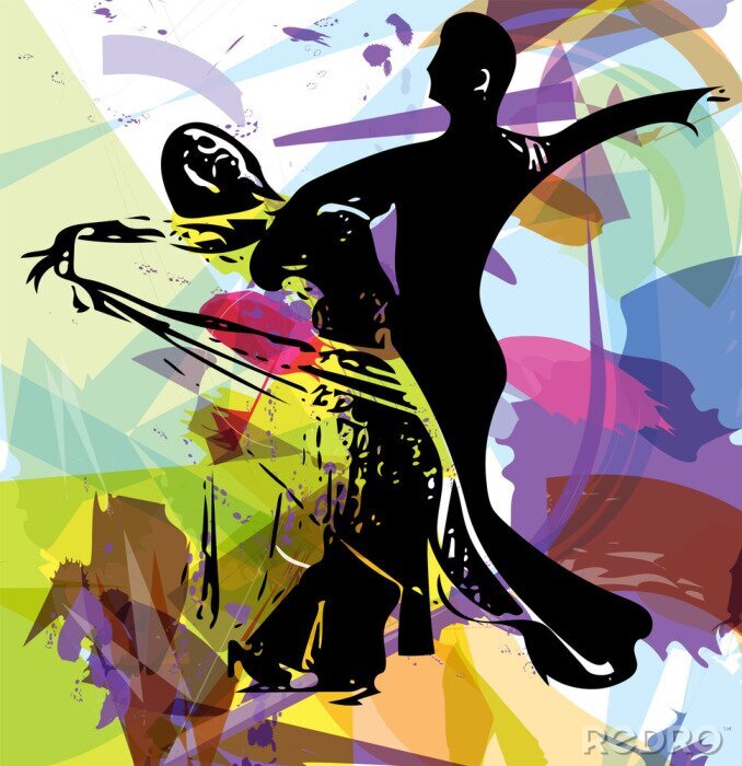 Papier peint  Couple de danseurs et tango abstrait