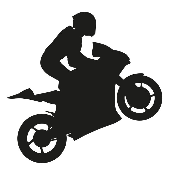 Papier peint  Coureur Biker soulève la roue avant. Vector silhouette