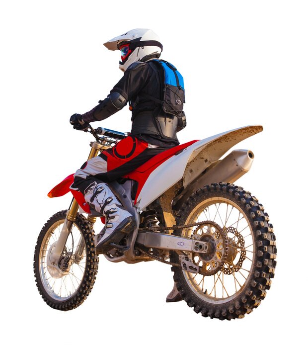 Papier peint  coureur sur une moto, isolé