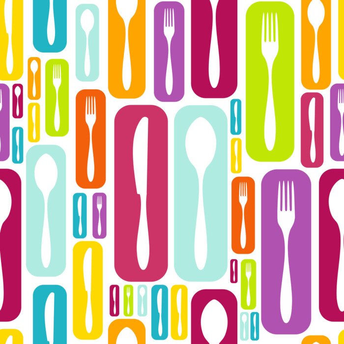 Papier peint  Couverts sur un fond néon