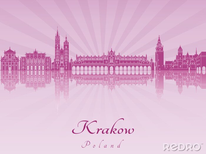 Papier peint  Cracovie horizon en violet orchidée rayonnante