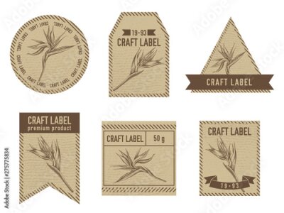 Papier peint  Craft labels with strelitzia