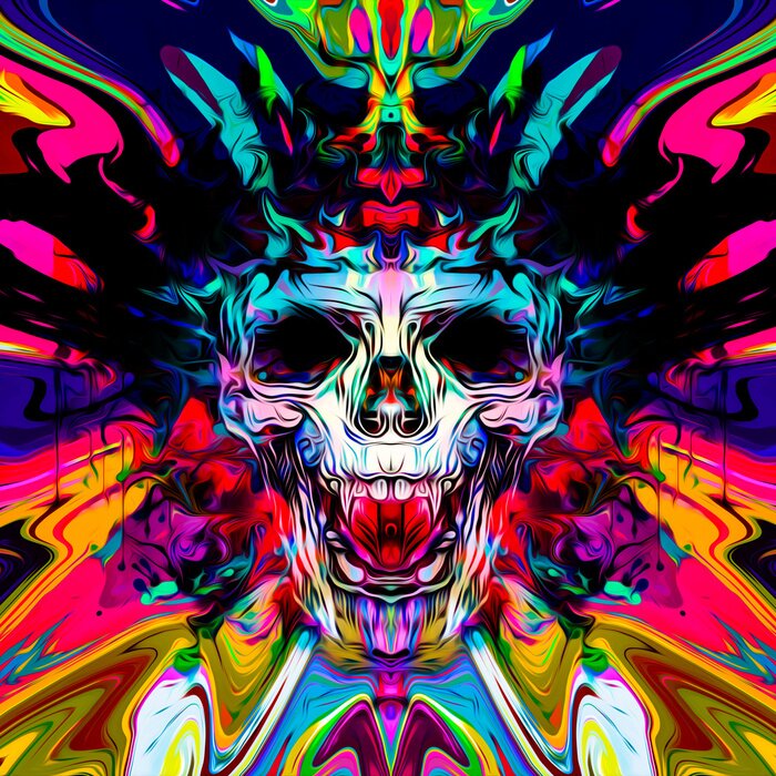 Papier peint  Crâne coloré sur fond de graffiti