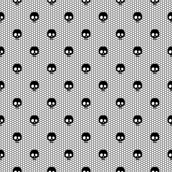 Papier peint  Crânes noirs sur fond blanc