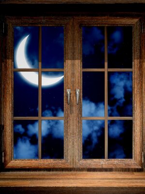 Papier peint  Croissant de lune et fenêtre