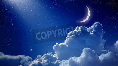 Papier peint  Croissant de lune et nuages