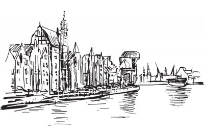 Papier peint  Croquis architectural en noir et blanc à Gdańsk