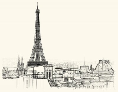 Croquis avec les monuments de Paris