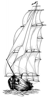 Papier peint  Croquis d'un vieux yacht