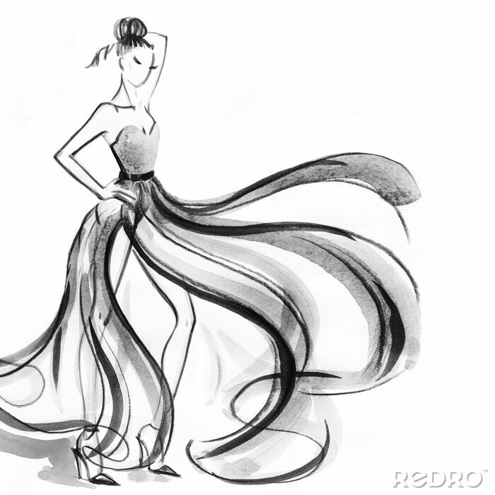 Papier peint  Croquis d'une femme en train de danser