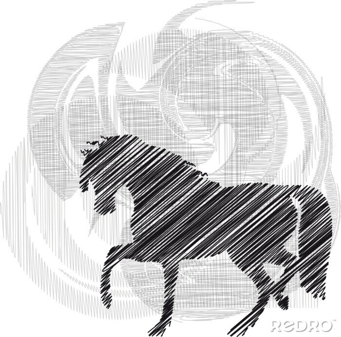 Papier peint  Croquis de cheval abstrait