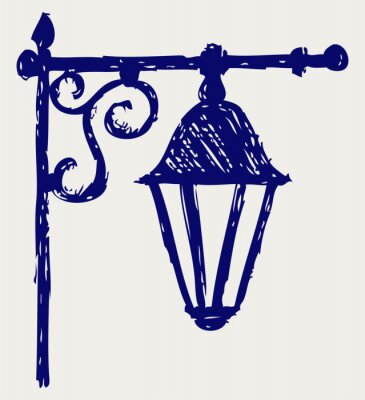 Papier peint  Croquis de lampadaire bleu