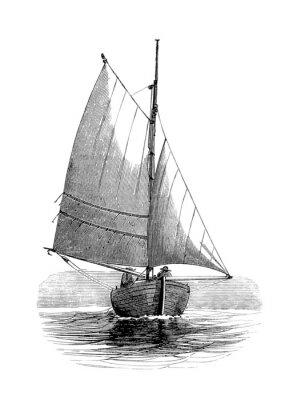 Papier peint  Croquis de voilier avec voiles déployées