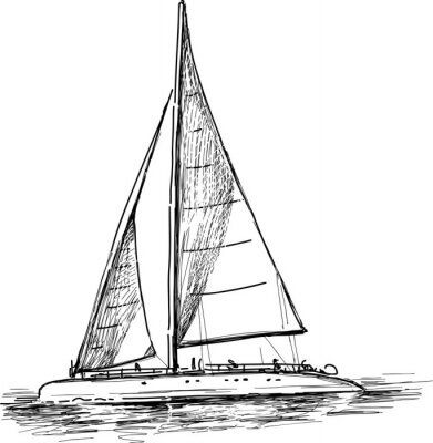 Papier peint  Croquis de yacht à voile